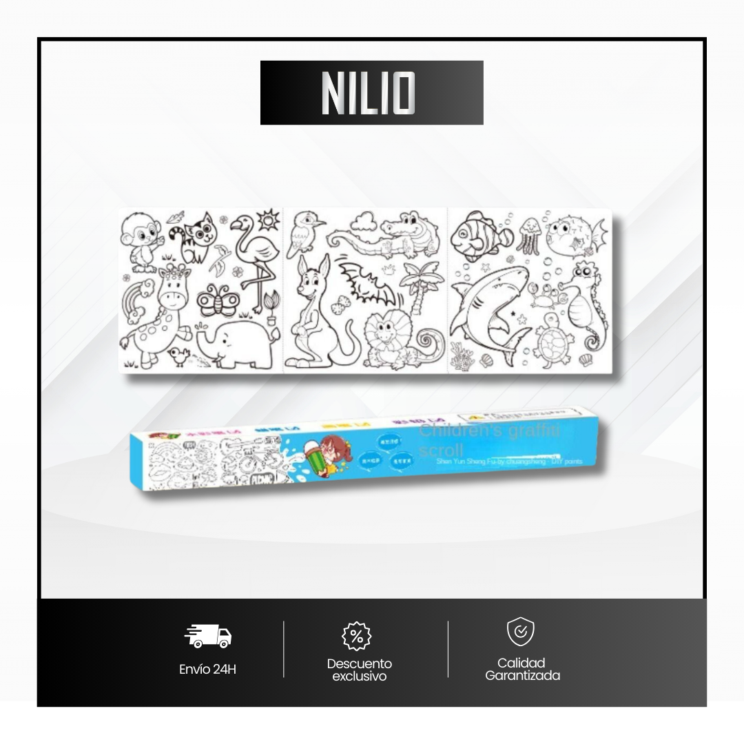 Kit de Niños, Dibujo en Rollo x 2 + Colores