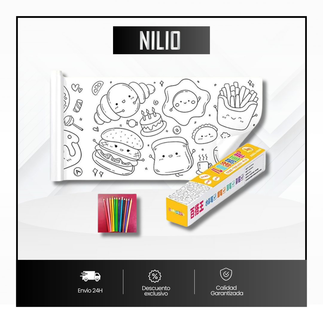 Kit de Niños, Dibujo en Rollo x 2 + Colores